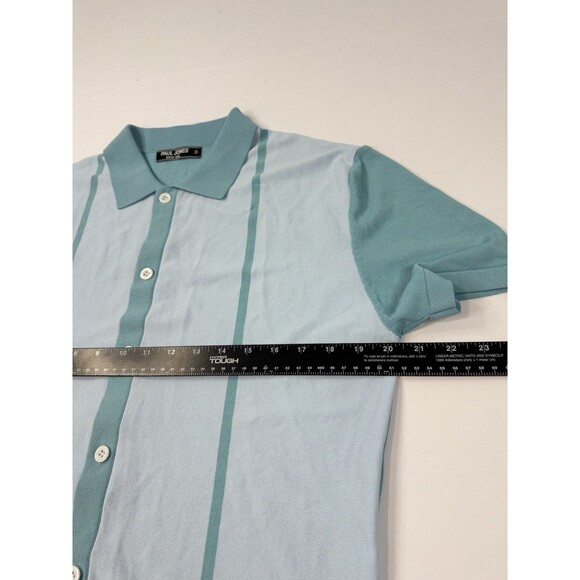 PJ Paul Jones Button Polo Bowling Shirt Striped Retro Short Sleeve Knit Size M - Picture 5 of 6